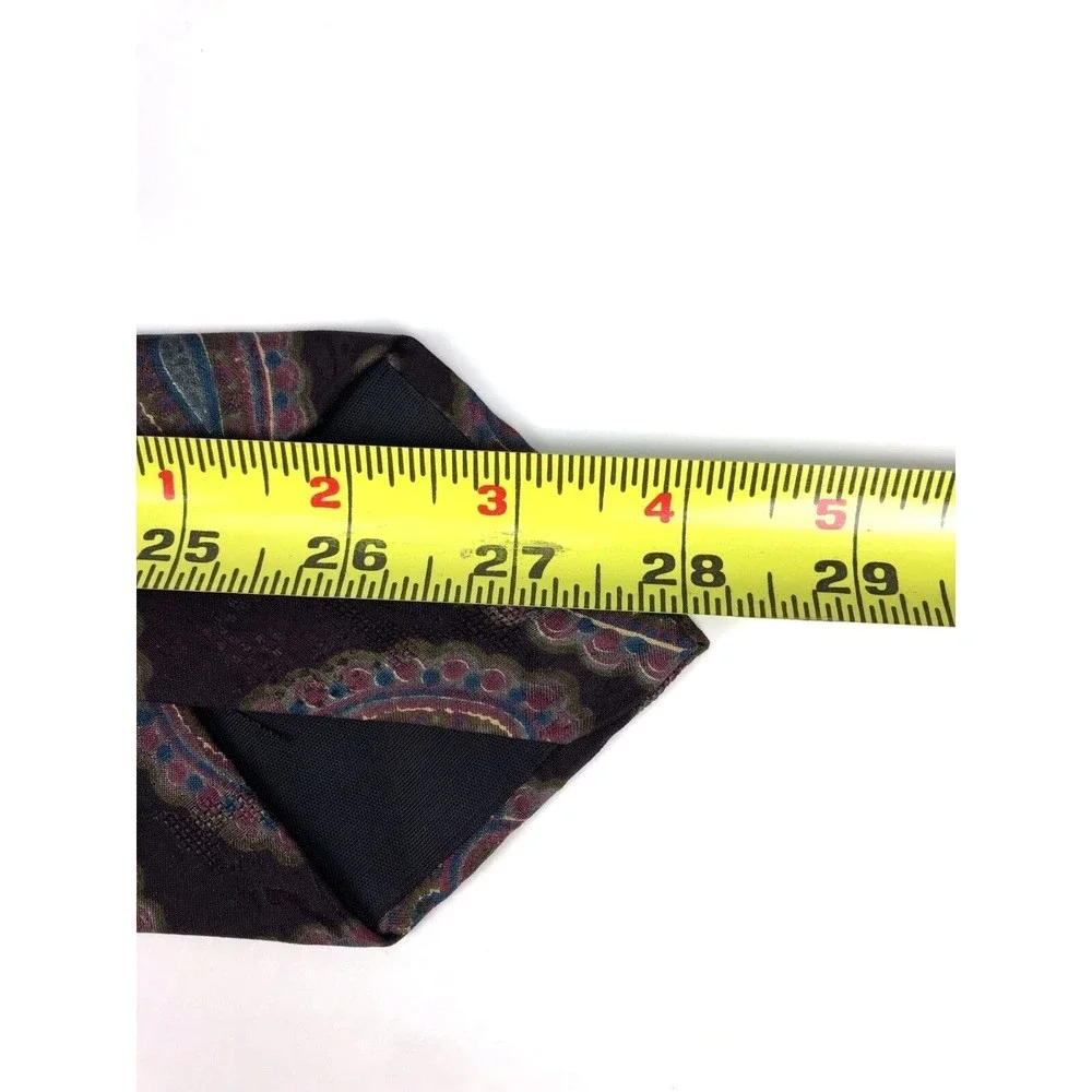 Aquascutum Tie 100% Silk Black Blue Purple Paisley Elegant Business Necktie 56